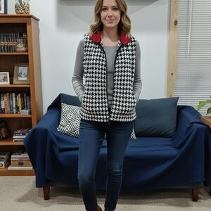 Kim Rogers Houndstooth Vest with Red Accents